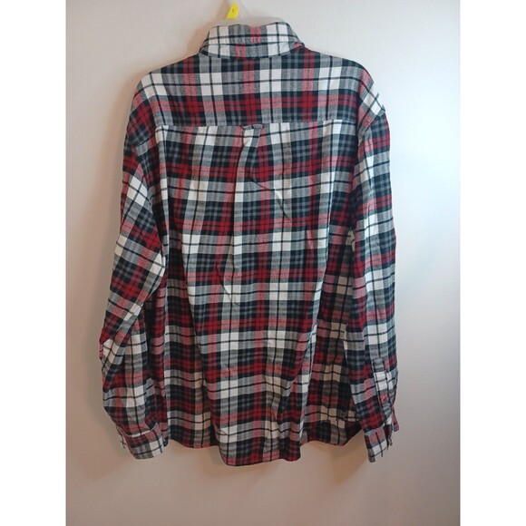 CHAPS Button Down Flannel Shirt Mens Extra Large Black Red Performance Cabincore - Picture 7 of 8